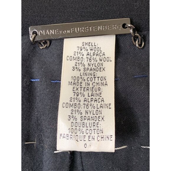 Diane Von Furstenberg Size 0 Alpaca Wool Blend Coat Funnel Neck Full Zip Fleece - Picture 3 of 11